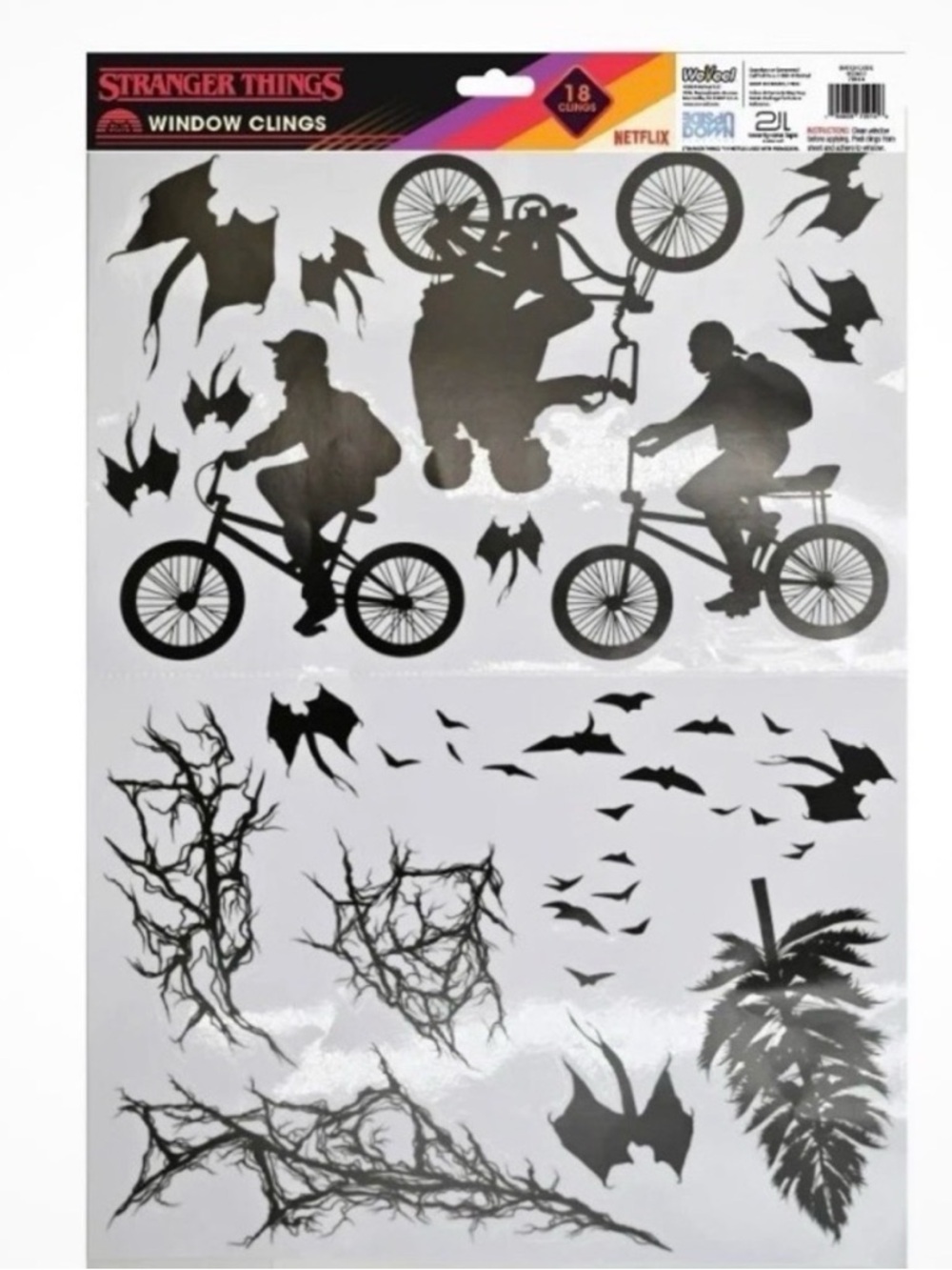 Stranger Things Window Clings - Black Silhouette Characters 18ct NEW!